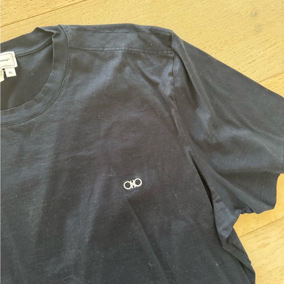 Salvatore Ferragamo Logo Crew Neck T-Shirt Men's Size XL Black - Picture 2 of 4